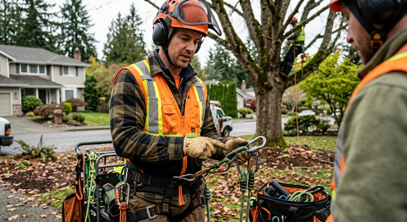Sammamish Tree Service technician reviewing Tree Service equipment in Sammamish, WA