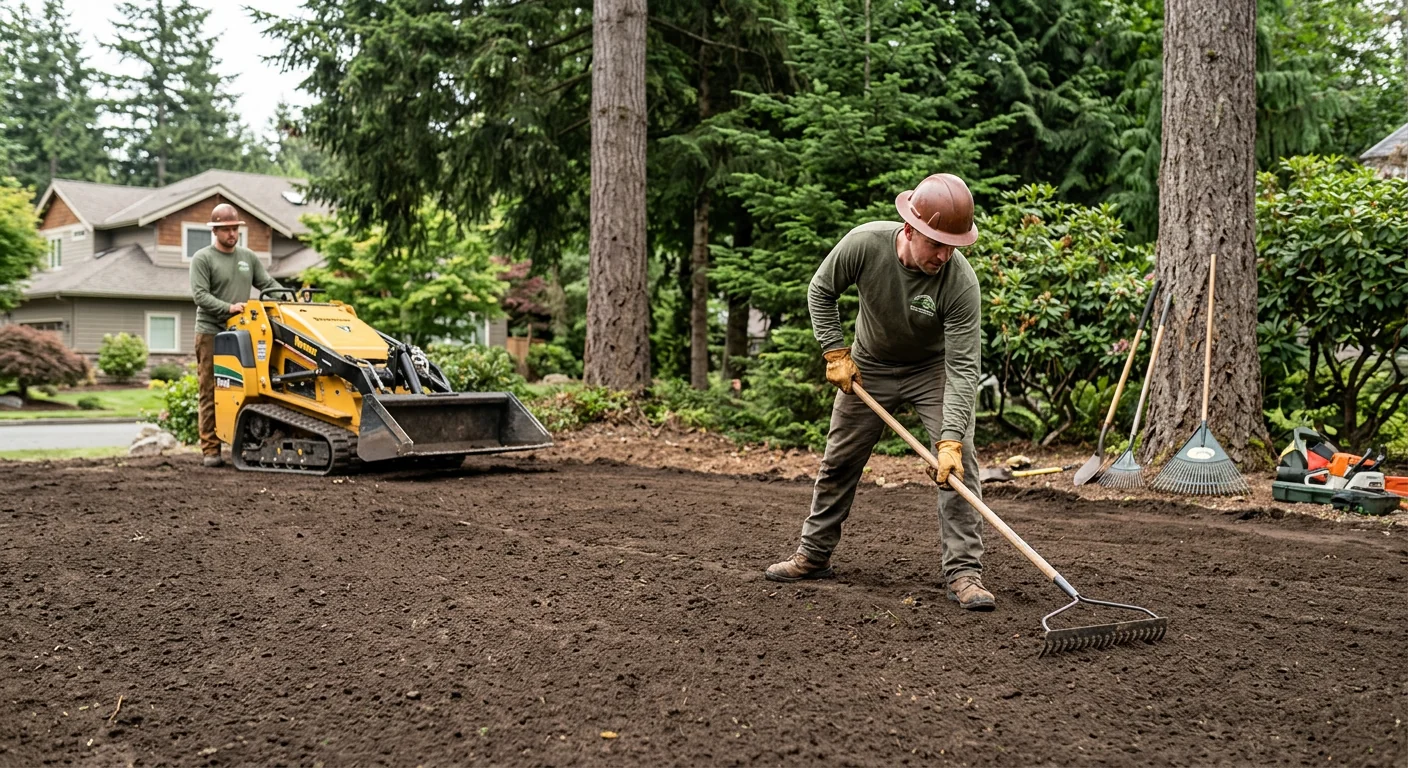 Finished cleared area raked smooth and ready for replanting in Sammamish