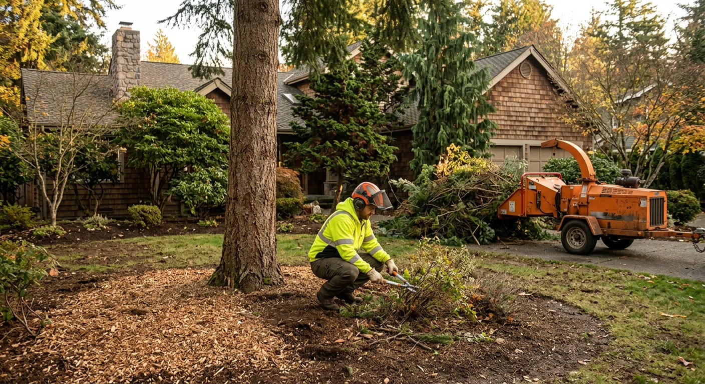 Finished property with cleaned brush and revitalized trees after maintenance visit