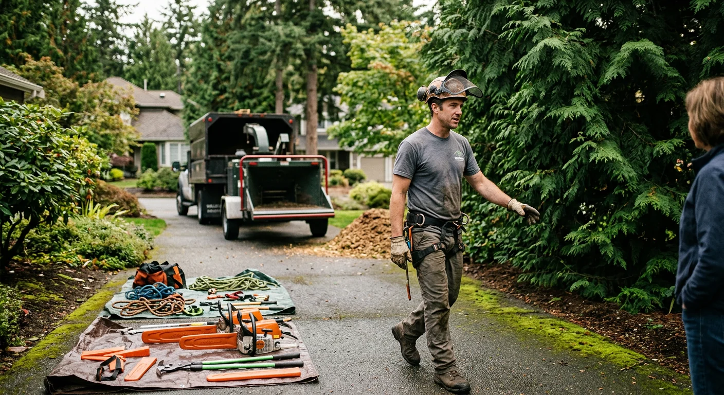 Tree Service equipment ready for customer walkthrough